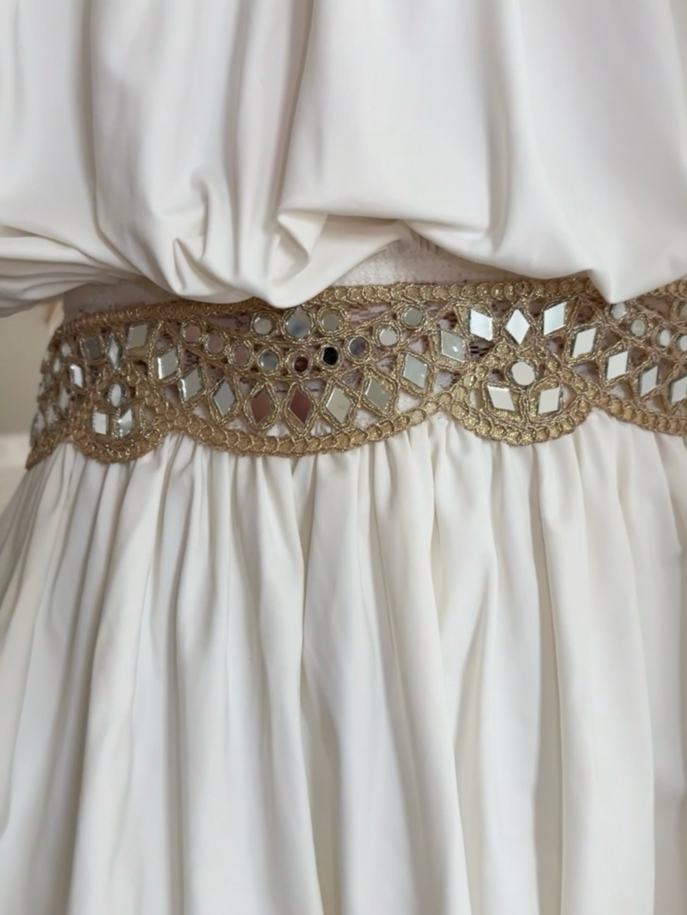 Gold Beaded Mirror Trim Waistband - Women's Accessory